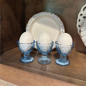 Glass Egg Holders & Faux White Eggs